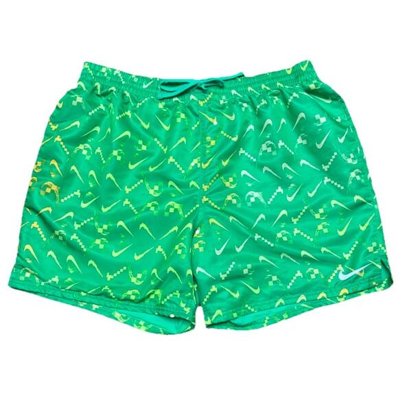 Nike Swim Trunks Mens 2XL Digi Swoosh Ombre Electric Algae Green Neon Retro 80s - Picture 1 of 8